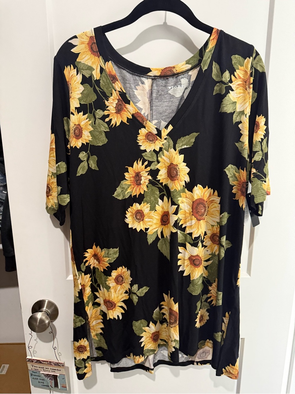 torrid Black Top with Yellow Sunflower Trim